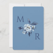 Royal Blue White Floral Monogram Wedding Einladung (Rückseite)