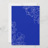 Royal Blue White Floral Quinceanera Party Einladung (Rückseite)