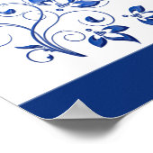 Royal Blue, White Floral Table Plakat (Ecke)