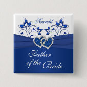Royal Blue, White Floral Vater des Buttons (Vorderseite)