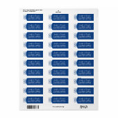 Royal Blue, White Floral Wedding Address Label (Vorne)