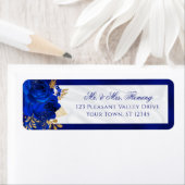 Royal Blue White Floral Wedding Rücksendeadresse (Insitu)