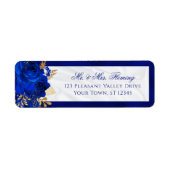 Royal Blue White Floral Wedding Rücksendeadresse (Vorne)