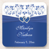 Royal Blue, White Floral Wedding Untersetzer Set ( (Vorderseite)