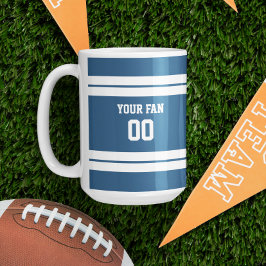 Royal Blue & White Football Team Personalisiert Kaffeetasse