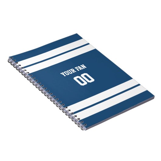 Royal Blue & White Football Team Personalisiert Notizblock (Rechte Seite)