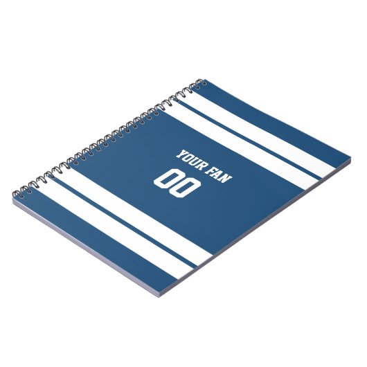 Royal Blue & White Football Team Personalisiert Notizblock (Linke Seite)
