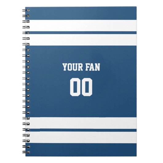 Royal Blue & White Football Team Personalisiert Notizblock (Vorderseite)