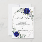 Royal blue white Geometric Wedding Dankeskarte (Vorderseite)