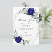Royal blue white Geometric Wedding Dankeskarte (Stehend Vorderseite)