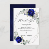 Royal blue white Geometric Wedding Dankeskarte (Vorne/Hinten)