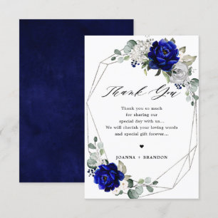 Royal blue white Geometric Wedding Dankeskarte