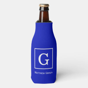 Royal Blue White Gerahmt Initial Monogram Flaschenkühler
