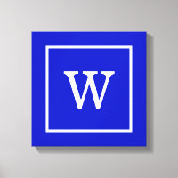 Royal Blue White Gerahmt Initial Monogram