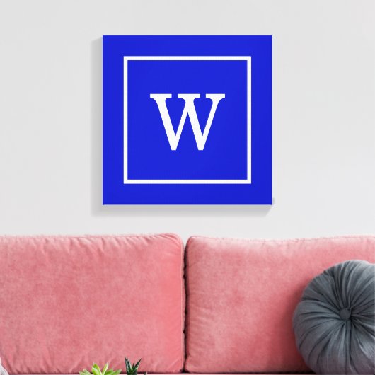Royal Blue White Gerahmt Initial Monogram Leinwanddruck (Insitu (Wohnzimmer))
