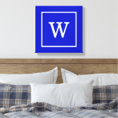Royal Blue White Gerahmt Initial Monogram Leinwanddruck (Insitu (Schlafzimmer))