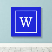 Royal Blue White Gerahmt Initial Monogram Leinwanddruck (Insitu (Holzboden))