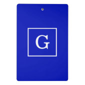 Royal Blue White Gerahmt Initial Monogram Mini Klemmbrett (Rückseite)