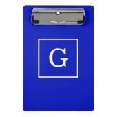 Royal Blue White Gerahmt Initial Monogram Mini Klemmbrett (Vorderseite)