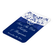 Royal Blue White Hearts Save the Date Flex Magnet (Linke Seite)