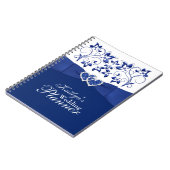 Royal Blue, White Joined Hearded Floral Notebook 2 Notizblock (Linke Seite)