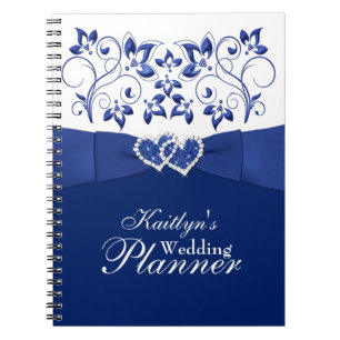 Royal Blue, White Joined Hearded Floral Notebook 2 Notizblock