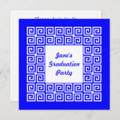 Royal Blue & White Key Grad Party Einladung (Vorne/Hinten)