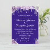 Royal Blue, White Lavender Lila Wedding Einladung (Stehend Vorderseite)