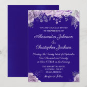 Royal Blue, White Lavender Lila Wedding Einladung (Vorne/Hinten)