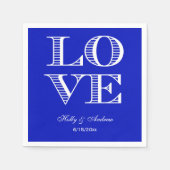 Royal Blue, White LIEBE Napkins Serviette (Vorderseite)