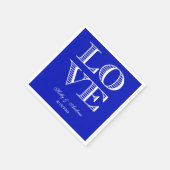 Royal Blue, White LIEBE Napkins Serviette (Ecke)