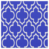 Royal Blue, White marokkanische Quatrefolie #7 Stoff (Nahaufnahme)