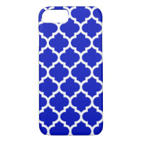 Royal Blue White marokkanische Quatrefolienmuster