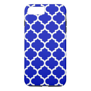 Royal Blue White marokkanische Quatrefolienmuster Case-Mate iPhone Hülle