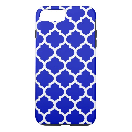 Royal Blue White marokkanische Quatrefolienmuster  Case-Mate iPhone Hülle (Rückseite)