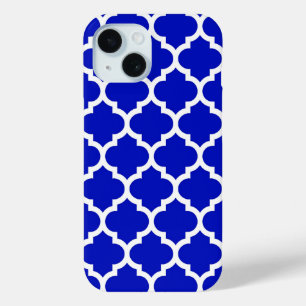 Royal Blue White marokkanische Quatrefolienmuster  Case-Mate iPhone Hülle