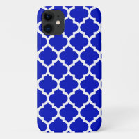 Royal Blue White marokkanische Quatrefolienmuster 