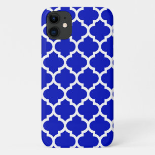 Royal Blue White marokkanische Quatrefolienmuster  Case-Mate iPhone Hülle