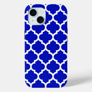 Royal Blue White marokkanische Quatrefolienmuster  Case-Mate iPhone Hülle