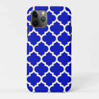 Royal Blue White marokkanische Quatrefolienmuster