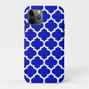 Royal Blue White marokkanische Quatrefolienmuster Case-Mate iPhone Hülle