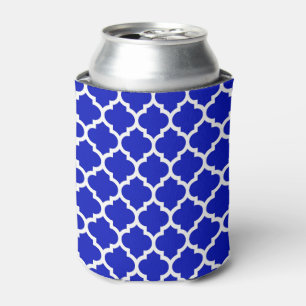 Royal Blue White marokkanische Quatrefolienmuster Dosenkühler