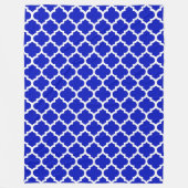 Royal Blue White marokkanische Quatrefolienmuster Fleecedecke (Vorderseite)
