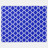 Royal Blue White marokkanische Quatrefolienmuster  Fleecedecke (Vorderseite (Horizontal))