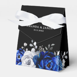 Royal Blue White Metallic Floral Wedding Fa Geschenkschachtel