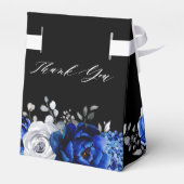 Royal Blue White Metallic Floral Wedding Fa Geschenkschachtel (Rückseite)