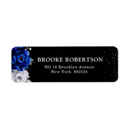 Royal Blue White Metallic Floral Wedding La