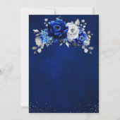 Royal Blue White Metallic Silver Brautparty Einladung (Rückseite)