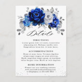 Royal Blue White Metallic Silver Floral Details En Begleitkarte (Vorderseite)
