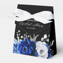Royal Blue White Metallic Silver Floral Wedding Fa Geschenkschachtel